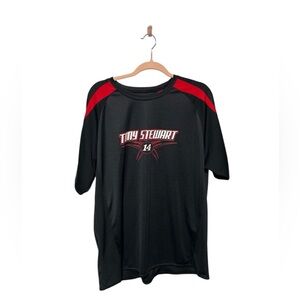 NASCAR TONY STEWART #14 SHORT SLEEVE PULL OVER SHIRT‎ RACE TEAMWORK BLACK RED XL